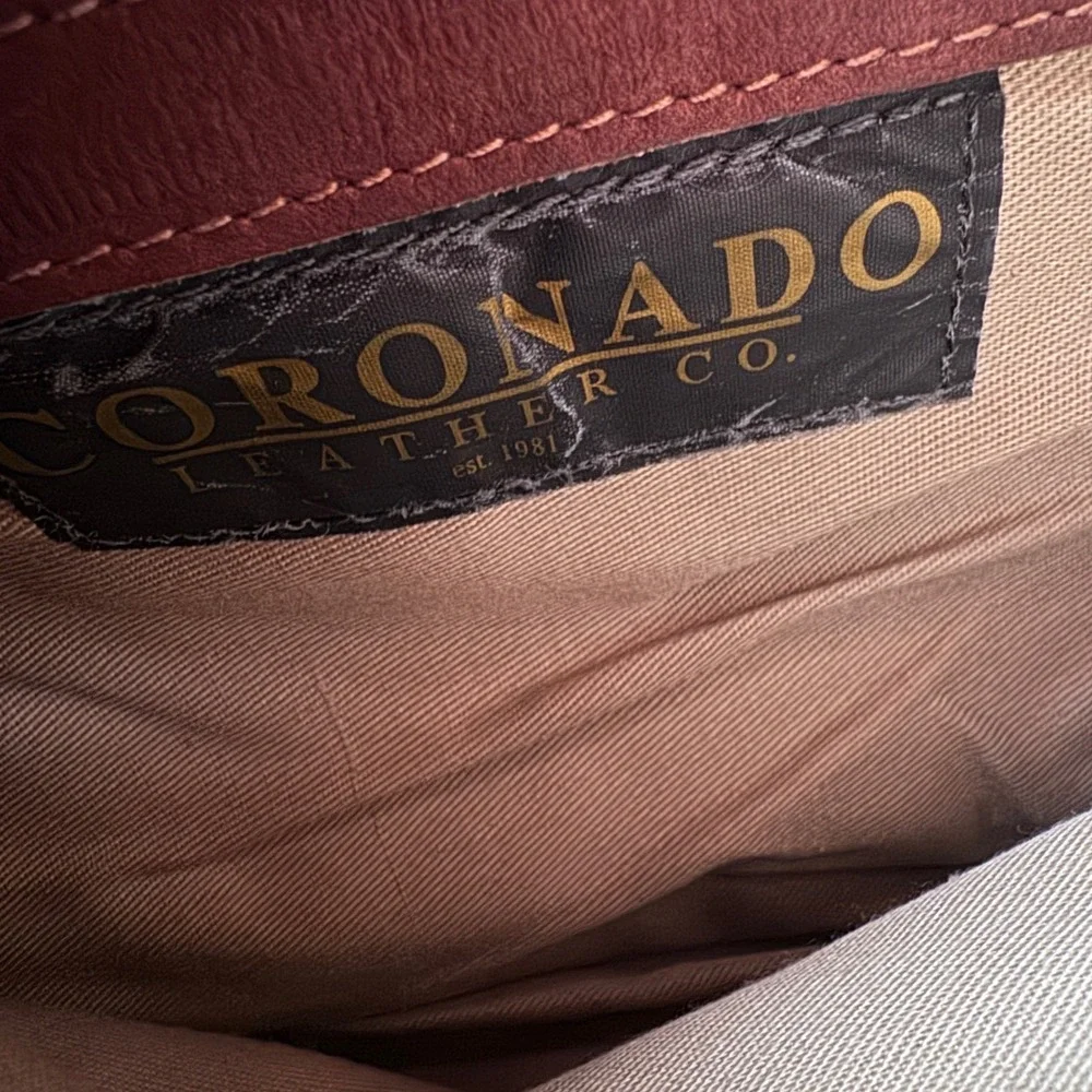 Coronado Leather Shoulder Bag Concealed Carry Burgandy 11x10